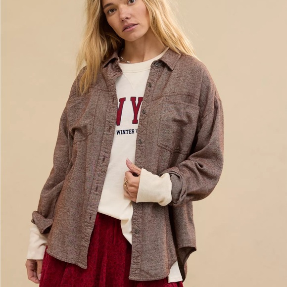 Aerie Anytime Fave Twill Button Down - Picture 3 of 5